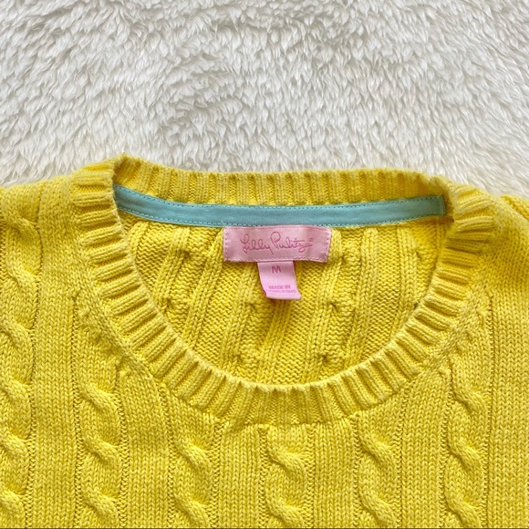 LILLY Pulitzer Yellow Cable Knit Cotton Sweater - Picture 3 of 5